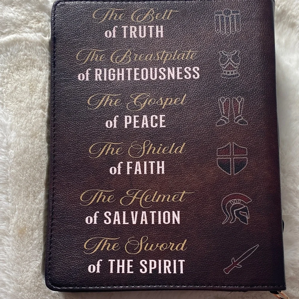 Jesus Spirit Faux Leather Bible Cover Carrying Case with inside storage